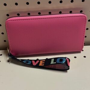 Pink Wallet with Love Strap